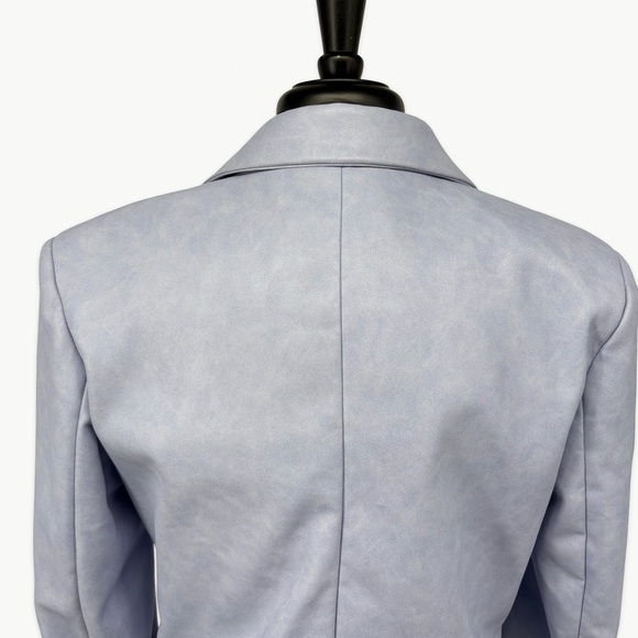 7 For All Mankind Faux Leather Cropped Jacket Sz Medium Lavender Double Breasted - Picture 9 of 13